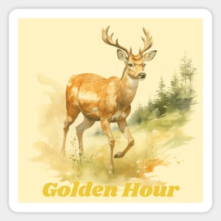 Golden Hour Serenity: Majestic Deer (Gold Edition) Sticker